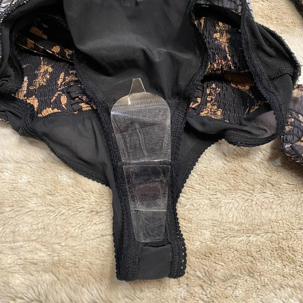 NWOT💕Free People Brunch Date Bodysuit in Black Combo Size XS